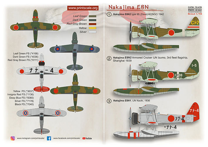 Print Scale PSL72478 1:72 Nakajima E8N2 Dave 1