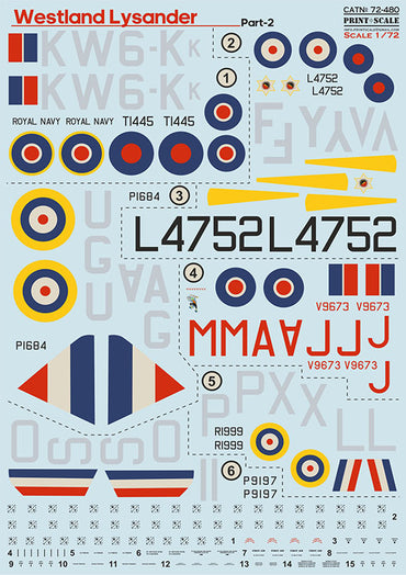Print Scale PSL72480 1:72 Westland Lysander Part 2 1