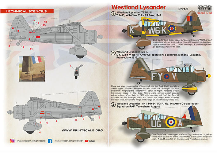Print Scale PSL72480 1:72 Westland Lysander Part 2 1