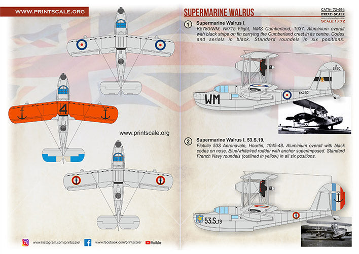 Print Scale PSL72484 1:72 Supermarine Walrus 1
