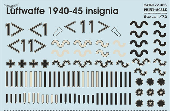 Print Scale PSL72486 1:72 Luftwaffe 1940-45 insignia