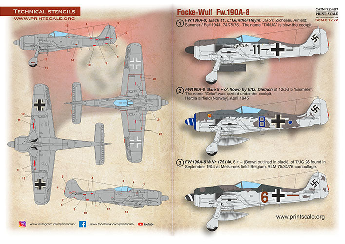 Print Scale PSL72487 1:72 Focke-Wulf Fw-190A-8 1