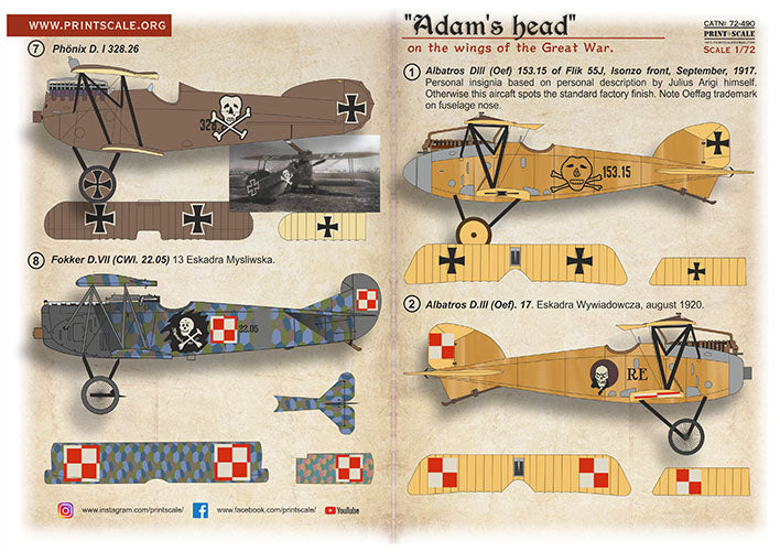 Print Scale PSL72490 1:72 "Adam's head" on the wings of the Great War 1