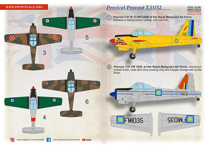 Print Scale PSL72491 1:72 Percival Provost T.51/52 1