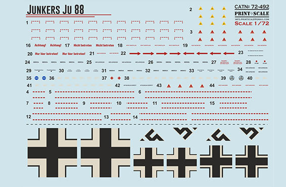 Print Scale PSL72492 1:72 Junkers Ju-88A 1