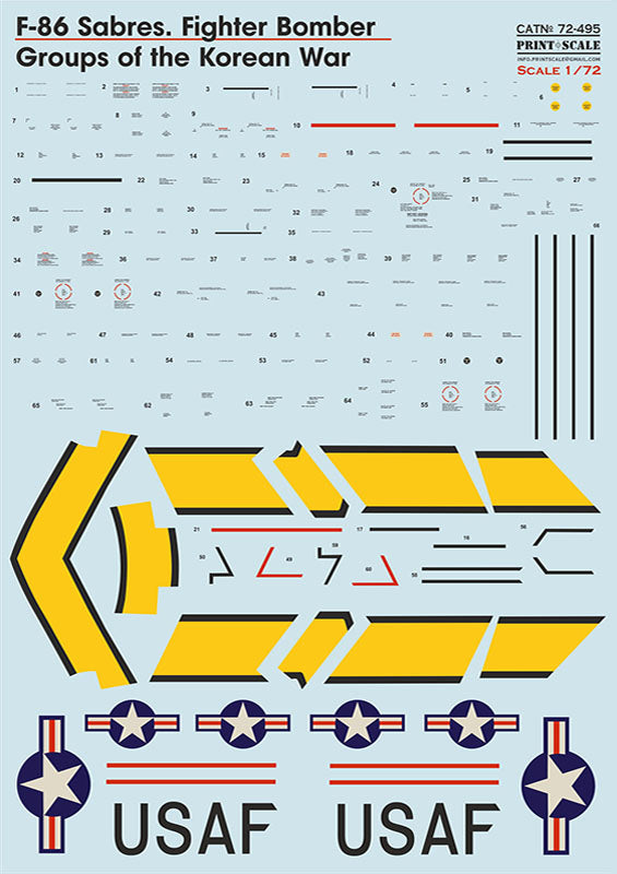 Print Scale PSL72495 1:72 F-86F Sabre Fighter Bomber Groups Korea