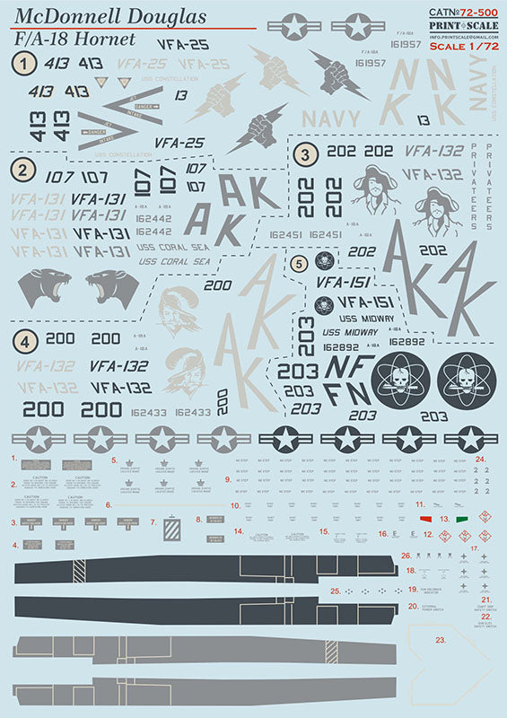Print Scale PSL72500 1:72 McDonnell-Douglas F/A-18A 1