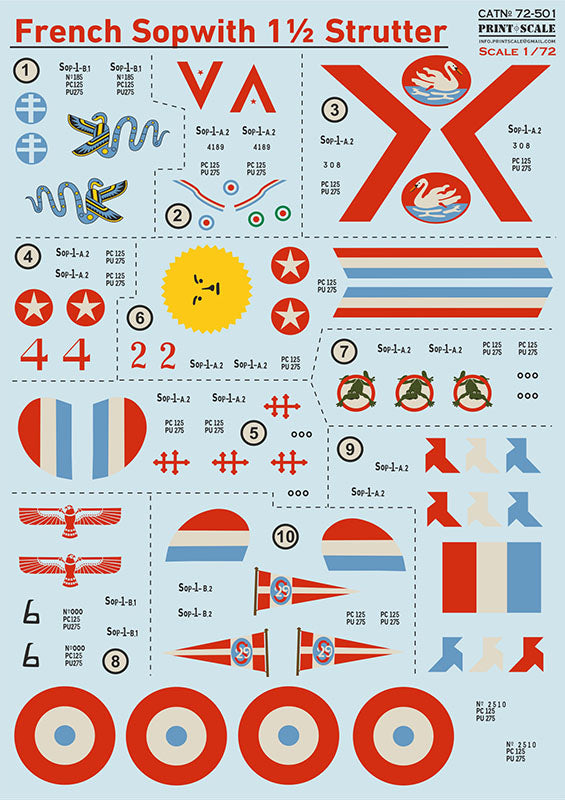 Print Scale PSL72501 1:72 French Sopwith 1 1/2 Strutter 1