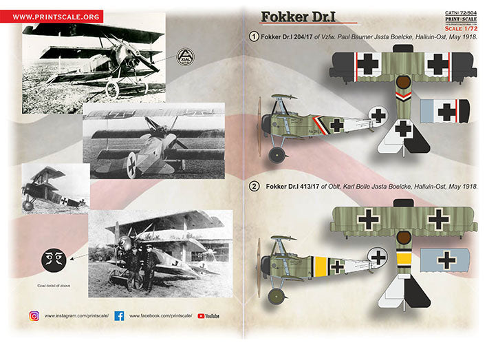 Print Scale PSL72504 1:72 Fokker Dr.I Triplane 1