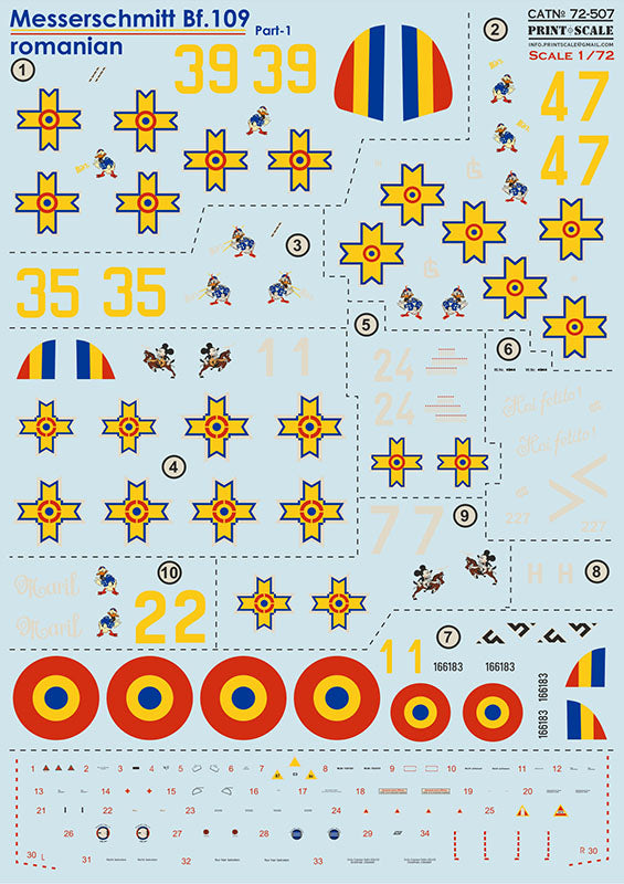 Print Scale PSL72507 1:72 Messerschmitt Bf-109 Roumains Part 1 1