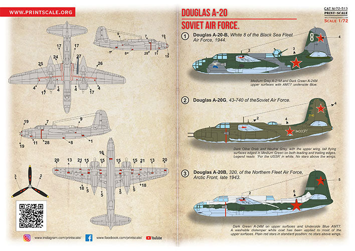 Print Scale PSL72513 1:72 Douglas A-20 Soviet Air Force 1