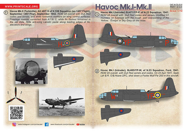 Print Scale PSL72514 1:72 Douglas Havoc Mk.l-Mk.ll 1