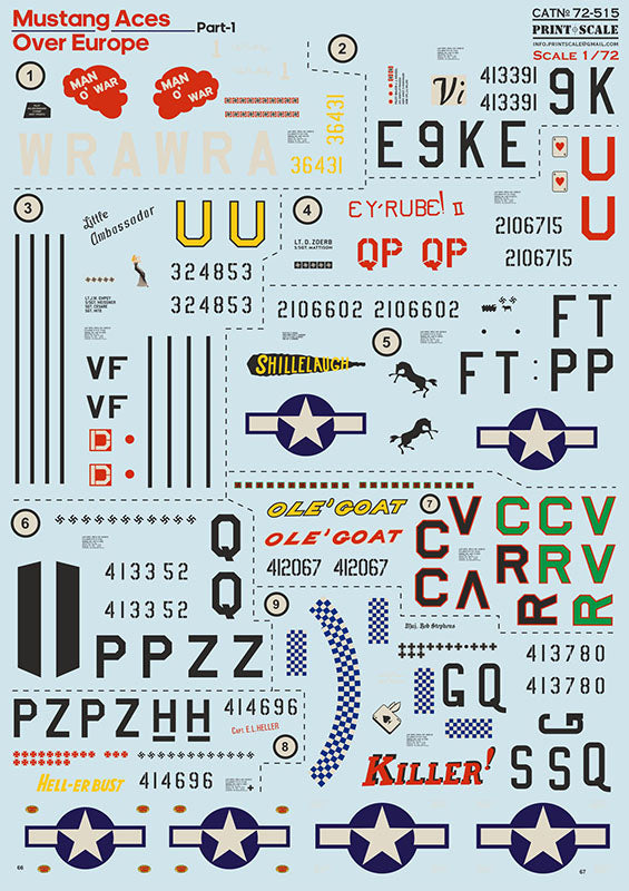 Print Scale PSL72515 1:72 North-America P-51 Mustang Aces Over Europe