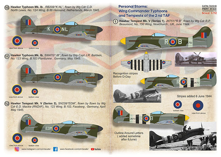 Print Scale PSL72518 1:72 Personal Storms Typhoons & Tempest 2nd TAF