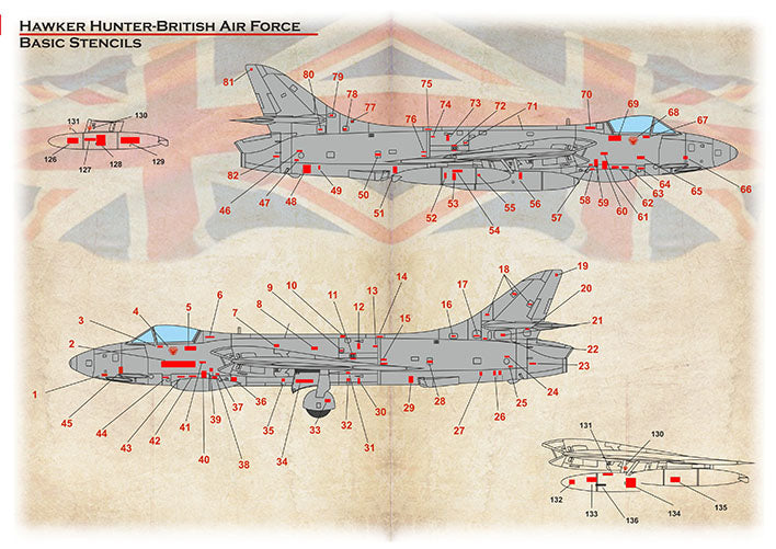 Print Scale PSL72520 1:72 Hawker Hunter RAF basic stencil