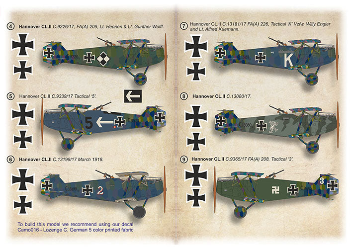 Print Scale PSL72526 1:72 Hannover CL.II Great War Aircraft Decals