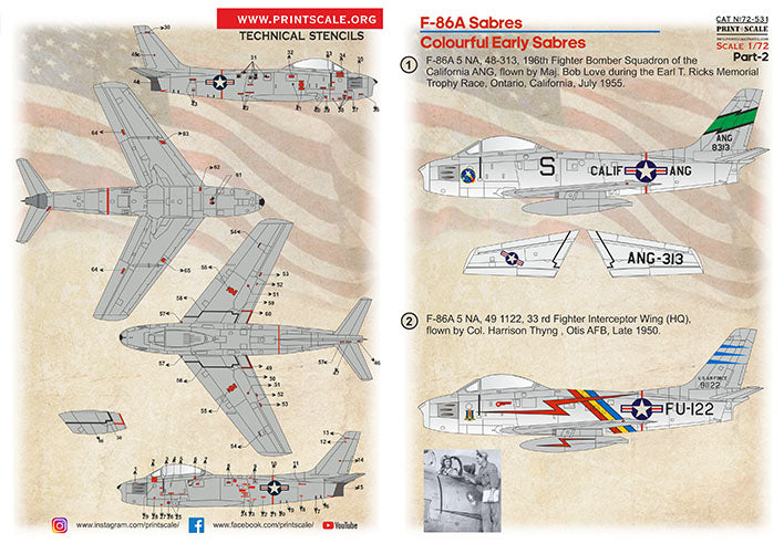 Print Scale PSL72531 1:72 North-American F-86A Sabres