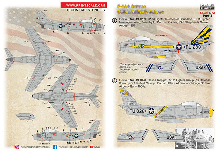 Print Scale PSL72532 1:72 North-American F-86A Sabres