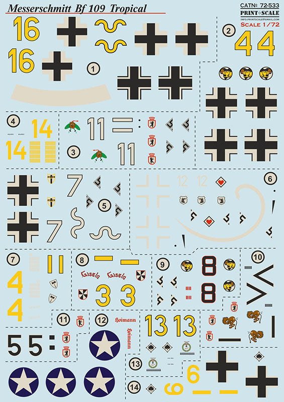 Print Scale PSL72533 1:72 Messerschmitt Bf-109 Tropical 1