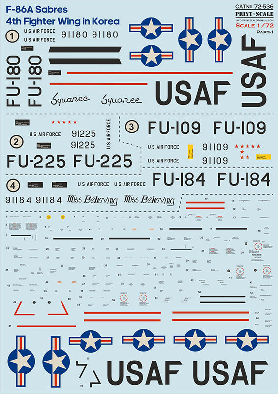 Print Scale PSL72536 1:72 North-American F-86A Sabres