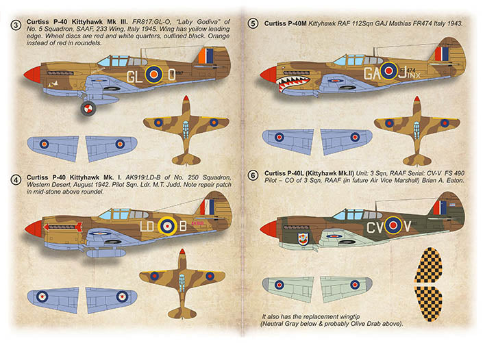 Print Scale PSL72541 1:72 Curtis P-40 Warhawk, Tomahawk, Kittihawk