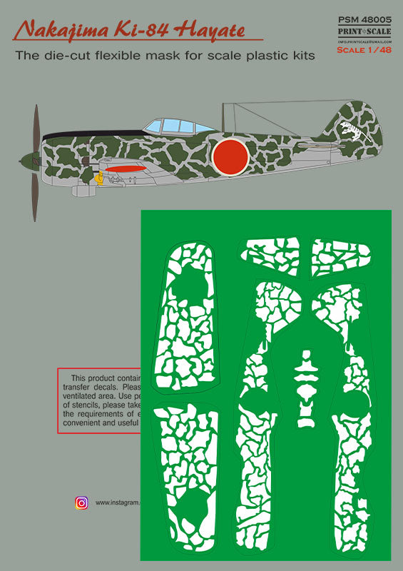 Print Scale PSM48005 1:48 Nakajima Ki-84 Hayate mask + decal Ki-84 Ko