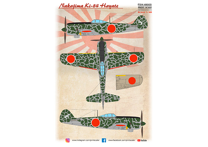 Print Scale PSM48005 1:48 Nakajima Ki-84 Hayate mask + decal Ki-84 Ko
