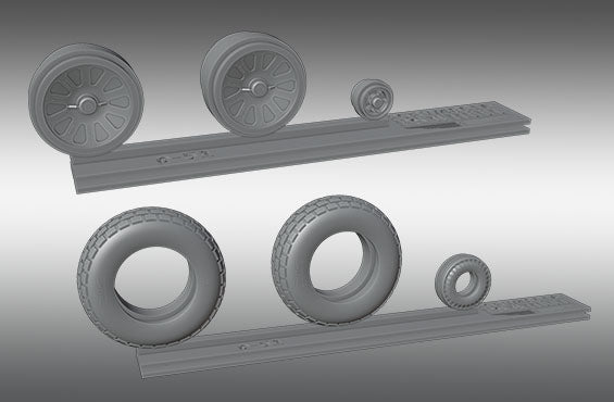 Print Scale PSW48016 1:48 P-51D Mustang Resin Rims & Rubber Wheels