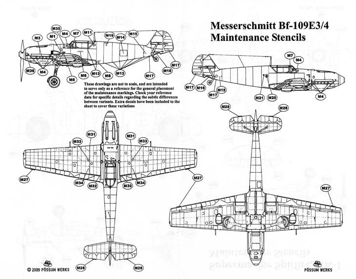 Possum Werks PW48004 1:48 Spitfire Mk.I & Bf-109E-3/4 Detail Set