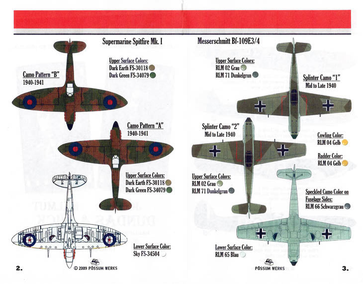 Possum Werks PW48004 1:48 Spitfire Mk.I & Bf-109E-3/4 Detail Set