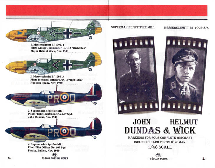 Possum Werks PW48004 1:48 Spitfire Mk.I & Bf-109E-3/4 Detail Set