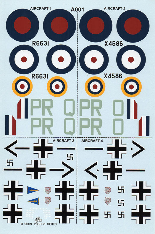 Possum Werks PW48004 1:48 Spitfire Mk.I & Bf-109E-3/4 Detail Set