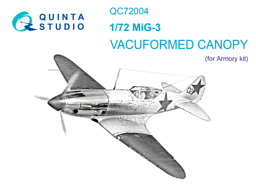 Quinta Studio QC72004 1:72 Mikoyan MiG-3 vacuumed clear canopy