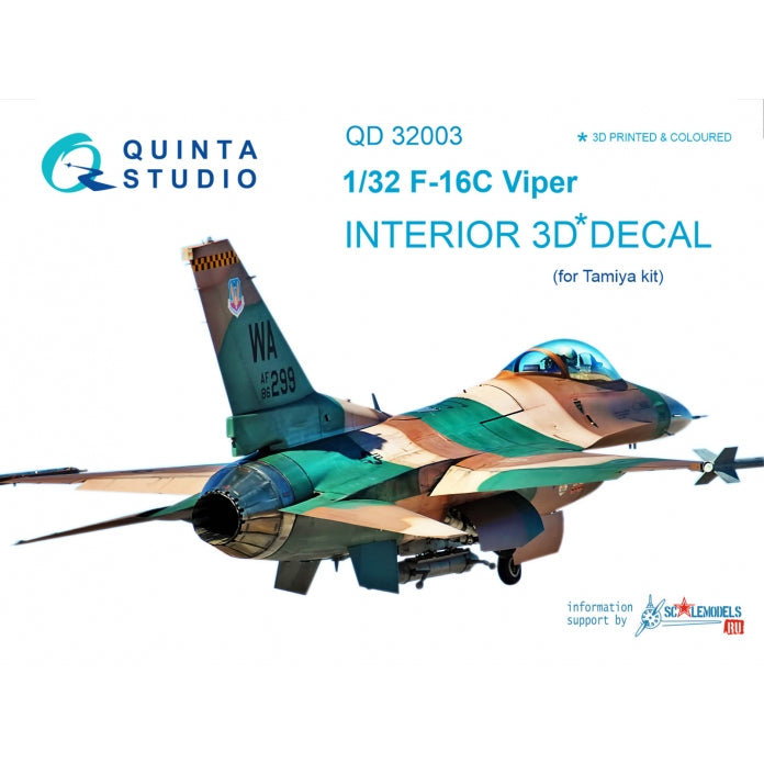 Quinta Studio QD32003 1:32 F-16C Fighting Falcon 3D Interior Decal