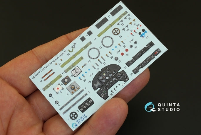Quinta Studio QD32007 1:32 Yakovlev Yak-3 3D-Printed Interior Decals