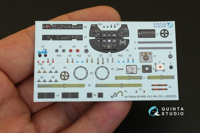 Quinta Studio QD32007 1:32 Yakovlev Yak-3 3D-Printed Interior Decals
