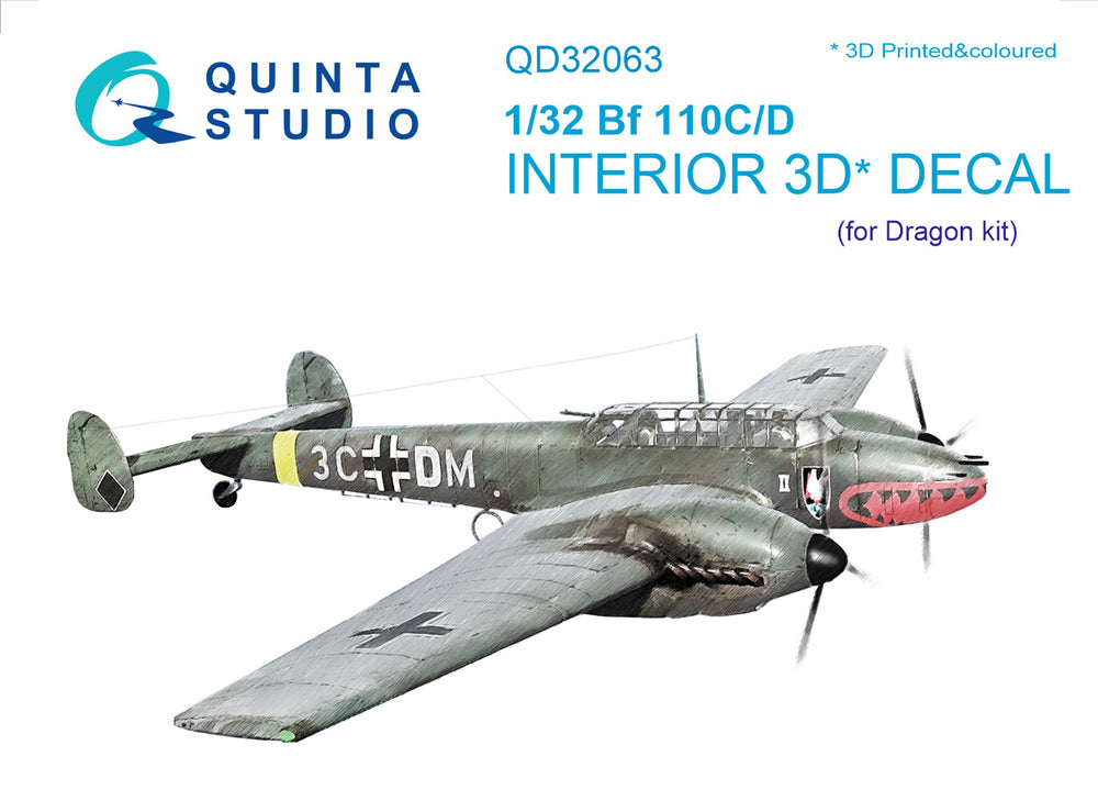 Quinta Studio QD32063 1:32 Bf-110C/D 3D Interior Decal