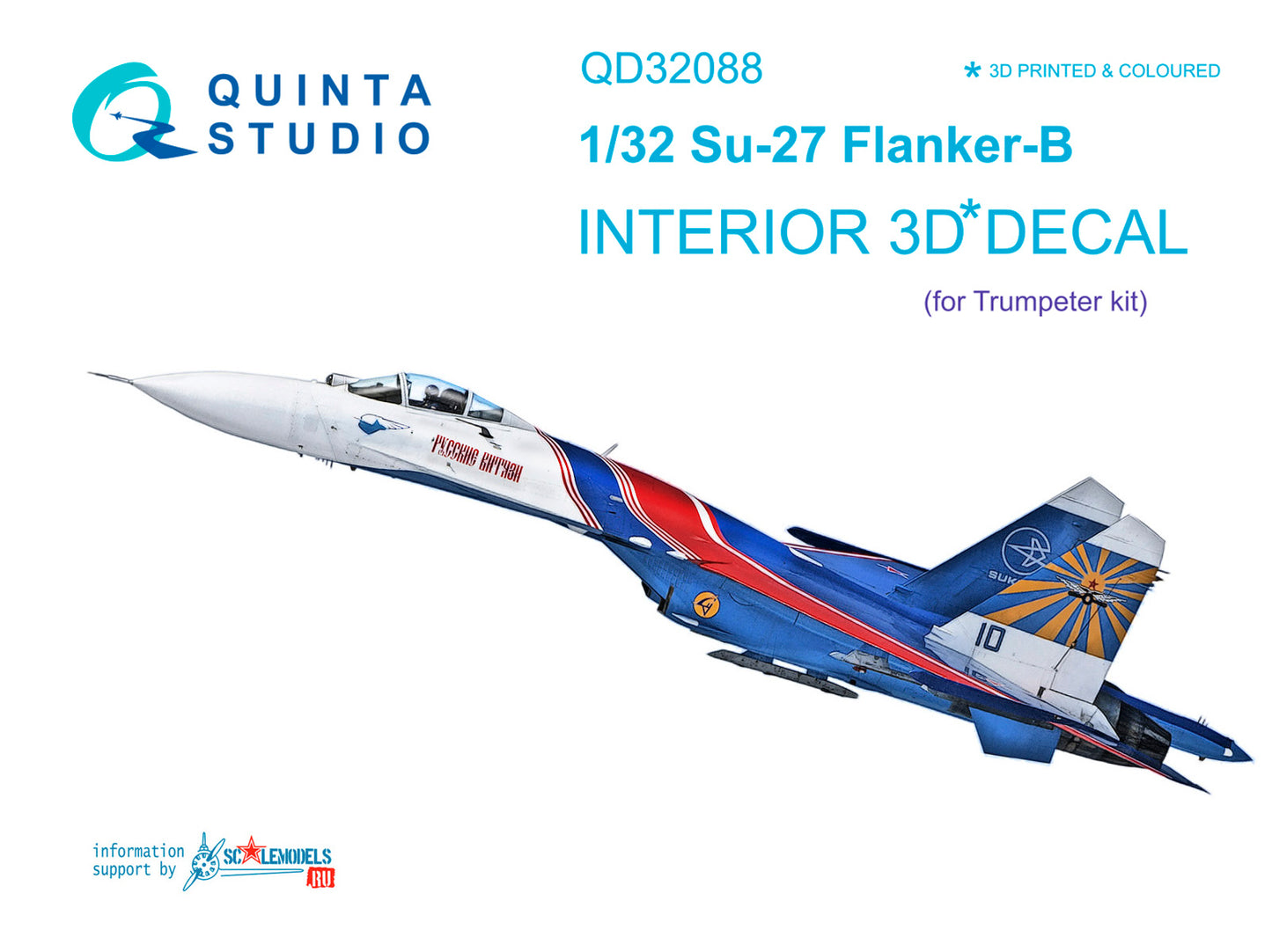 Quinta Studio QD32088 1:32 Sukhoi Su-27 3D-Printed Interior Decals