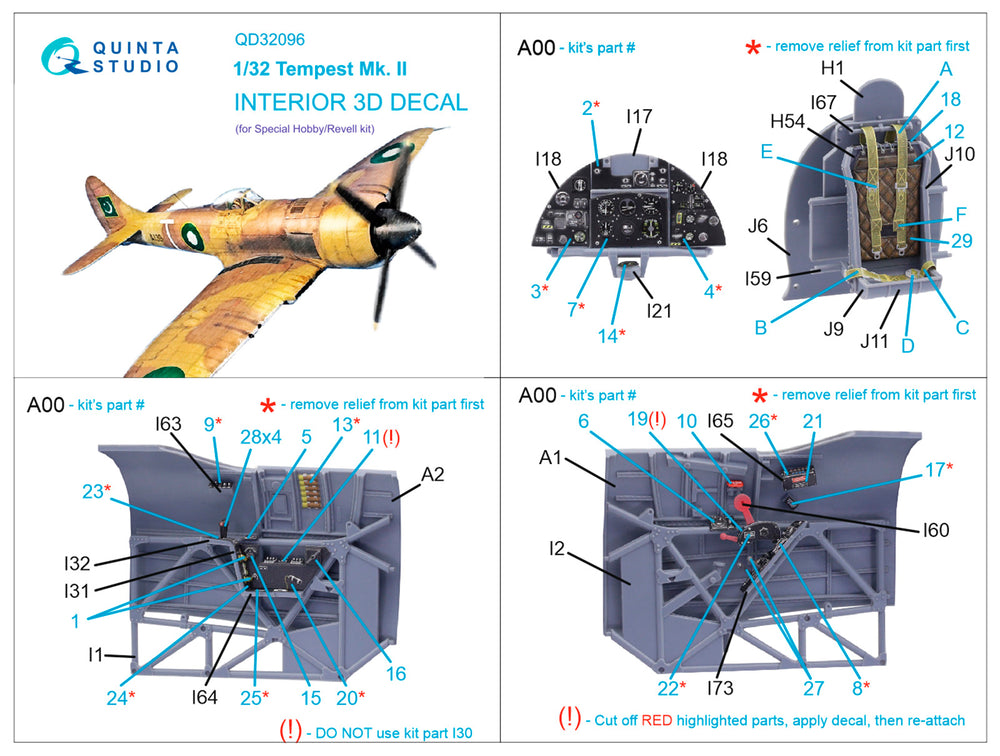 Quinta Studio QD32096 1:32 Tempest Mk.II 3D Interior Decal
