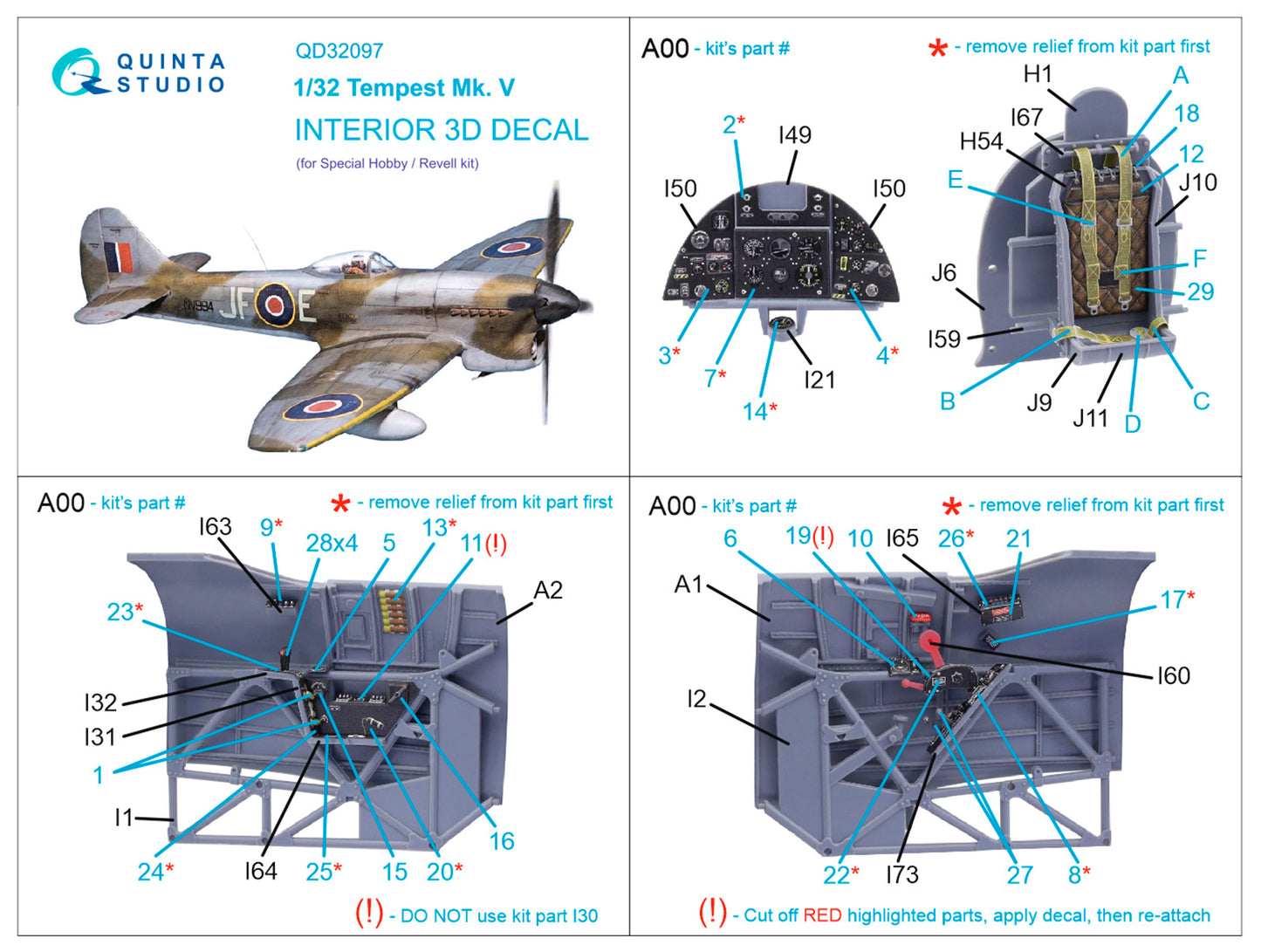 Quinta Studio QD32097 1:32 Tempest Mk.V 3D Interior Decal