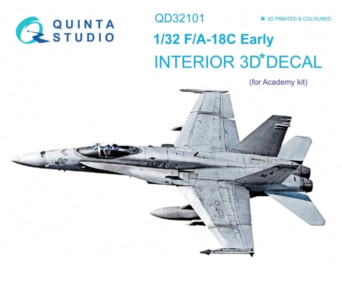 Quinta Studio QD32101 1:32 F/A-18C Early Hornet 3D Interior Decal