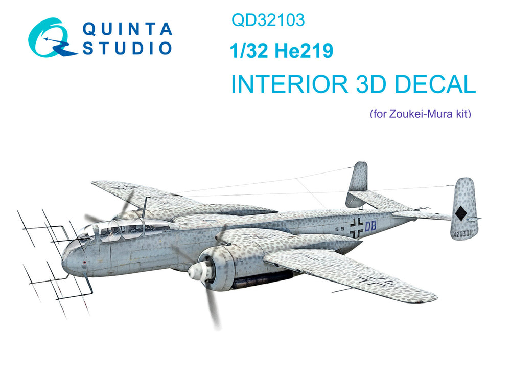 Quinta Studio QD32103 1:32 Heinkel He-219 3D-Printed Interior Decals