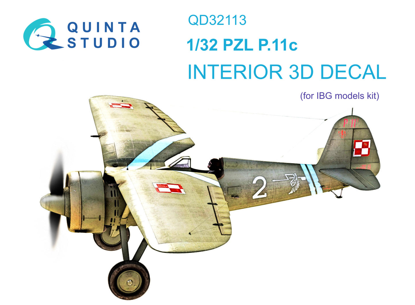 Quinta Studio QD32113 1:32 PZL P.11c 3D-Printed coloured Interior on decal paper