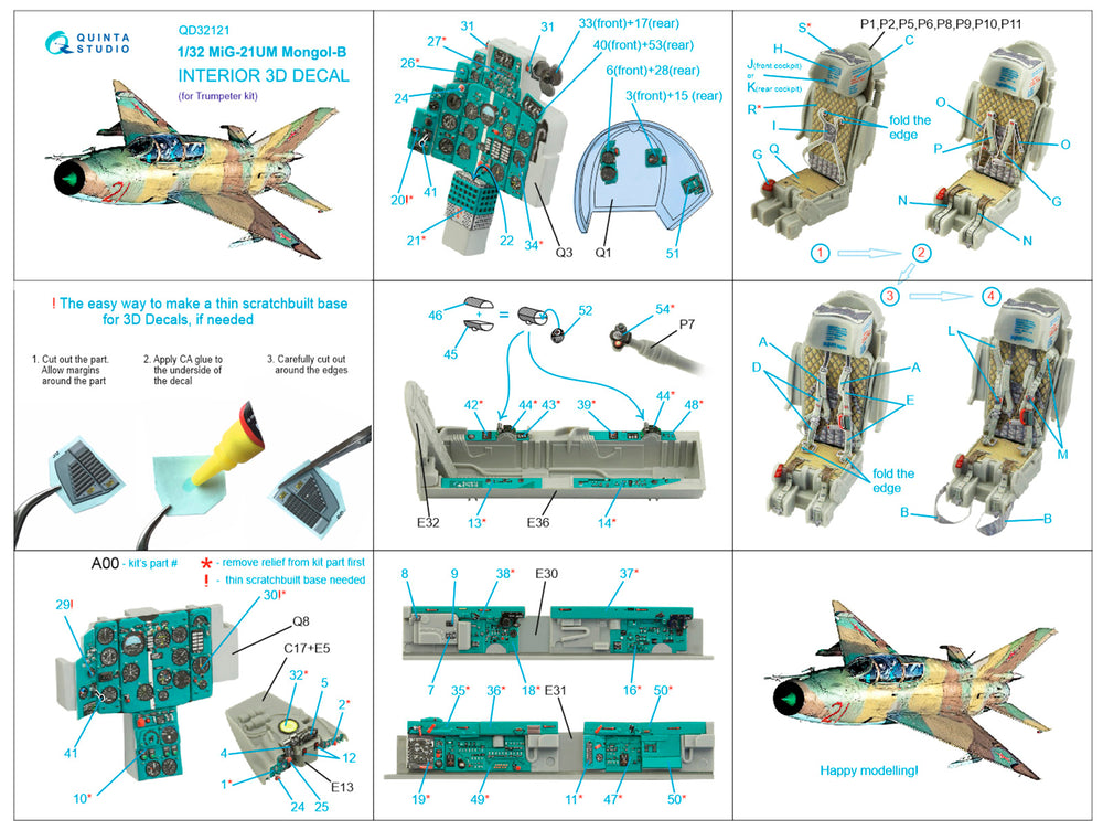 Quinta Studio QD32121 1:32 MiG-21UM 3D Interior Decal