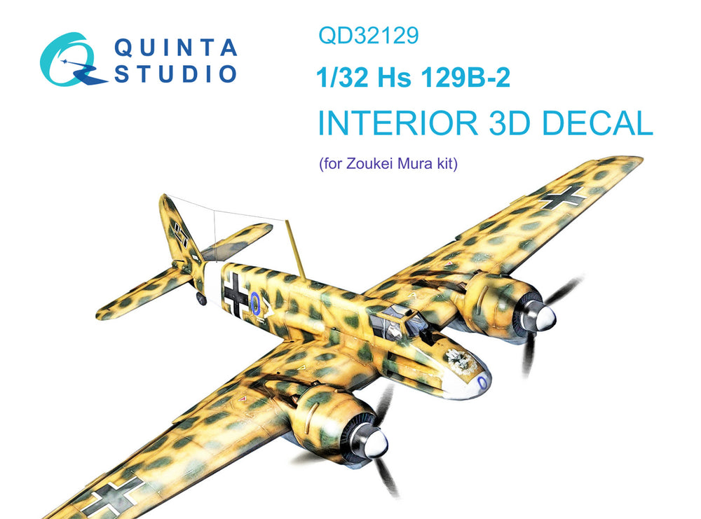 Quinta Studio QD32129 1:32 Hs-129B-2 3D Interior Decal