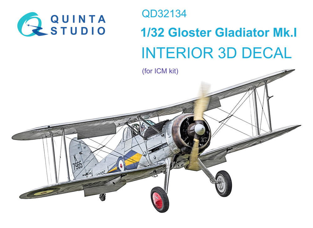 Quinta Studio QD32134 1:32 Gloster Gladiator Mk.I 3D Interior Decal