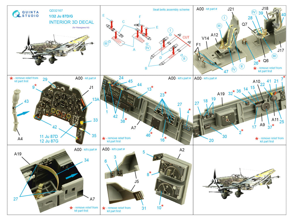 Quinta Studio QD32167 1:32 Ju-87D/G Stuka 3D Interior Decal