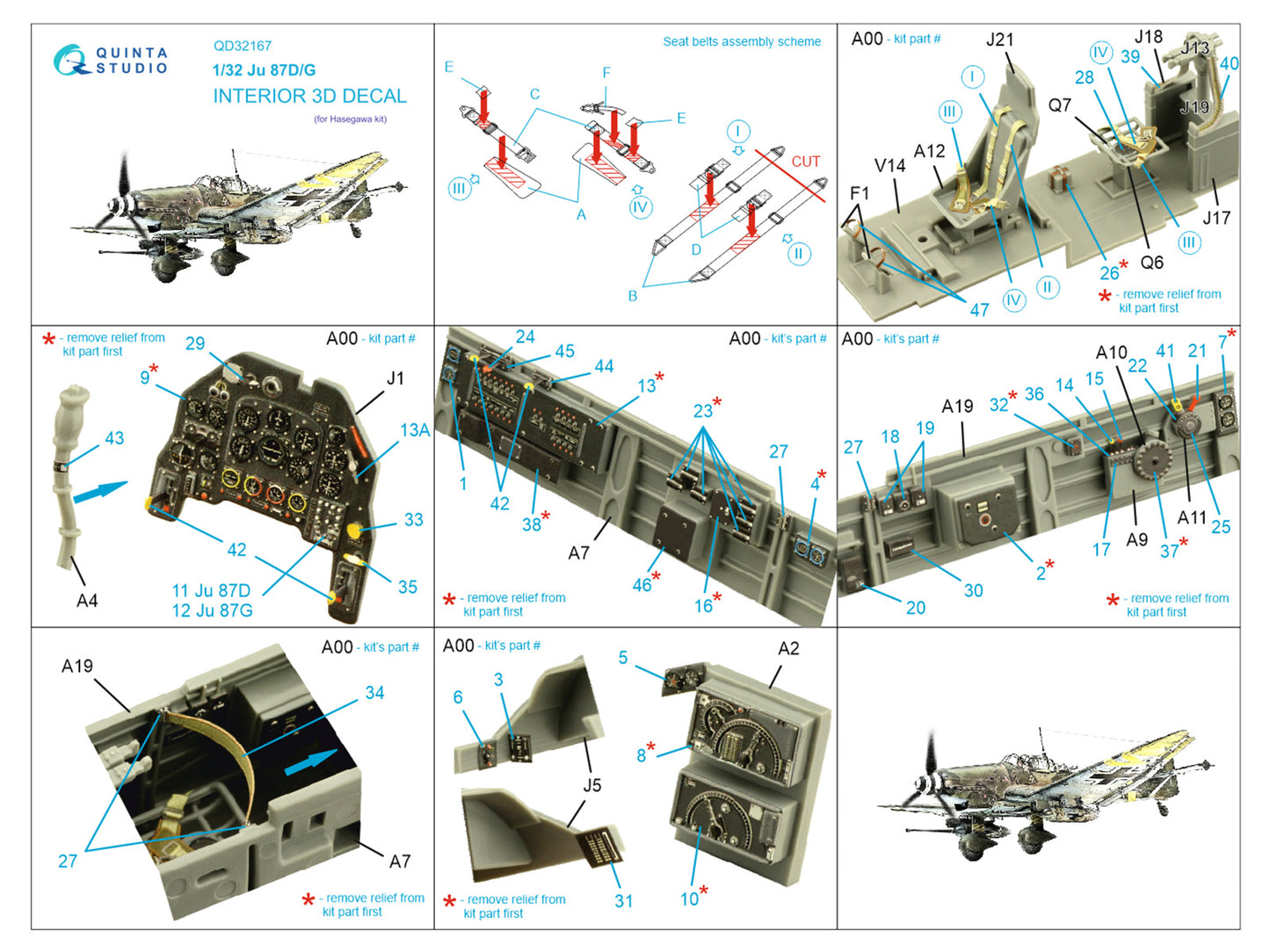 Quinta Studio QD32167 1:32 Ju-87D/G Stuka 3D Interior Decal