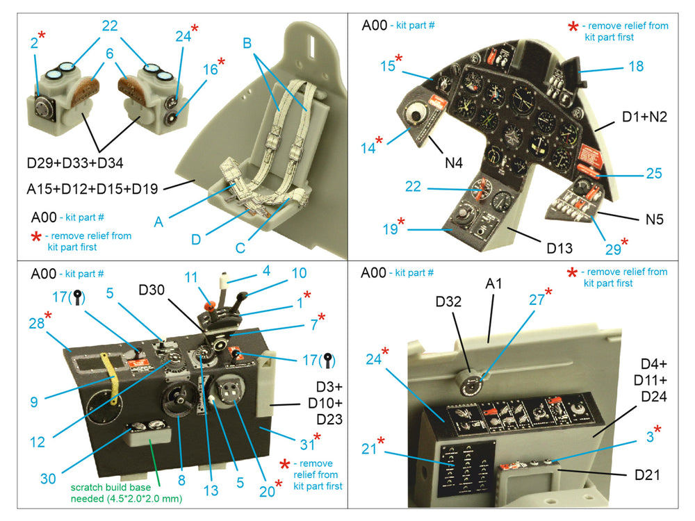 Quinta Studio QD32184 1:32 F8F-2 Bearcat 3D Interior Decal
