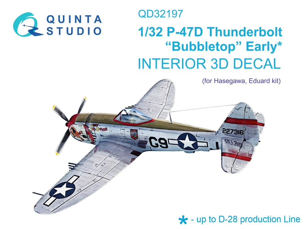 Quinta Studio QD32197 1:32 P-47D Bubbletop Early 3D Interior Decal